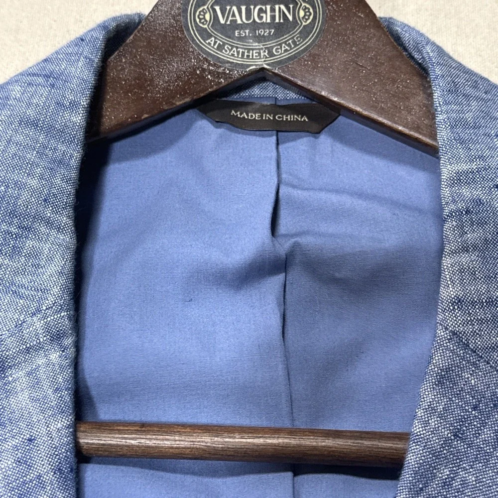 Linen Blazer Blue Tasso Elba Mens Blue Sport Coat Summer Wedding Sz Large